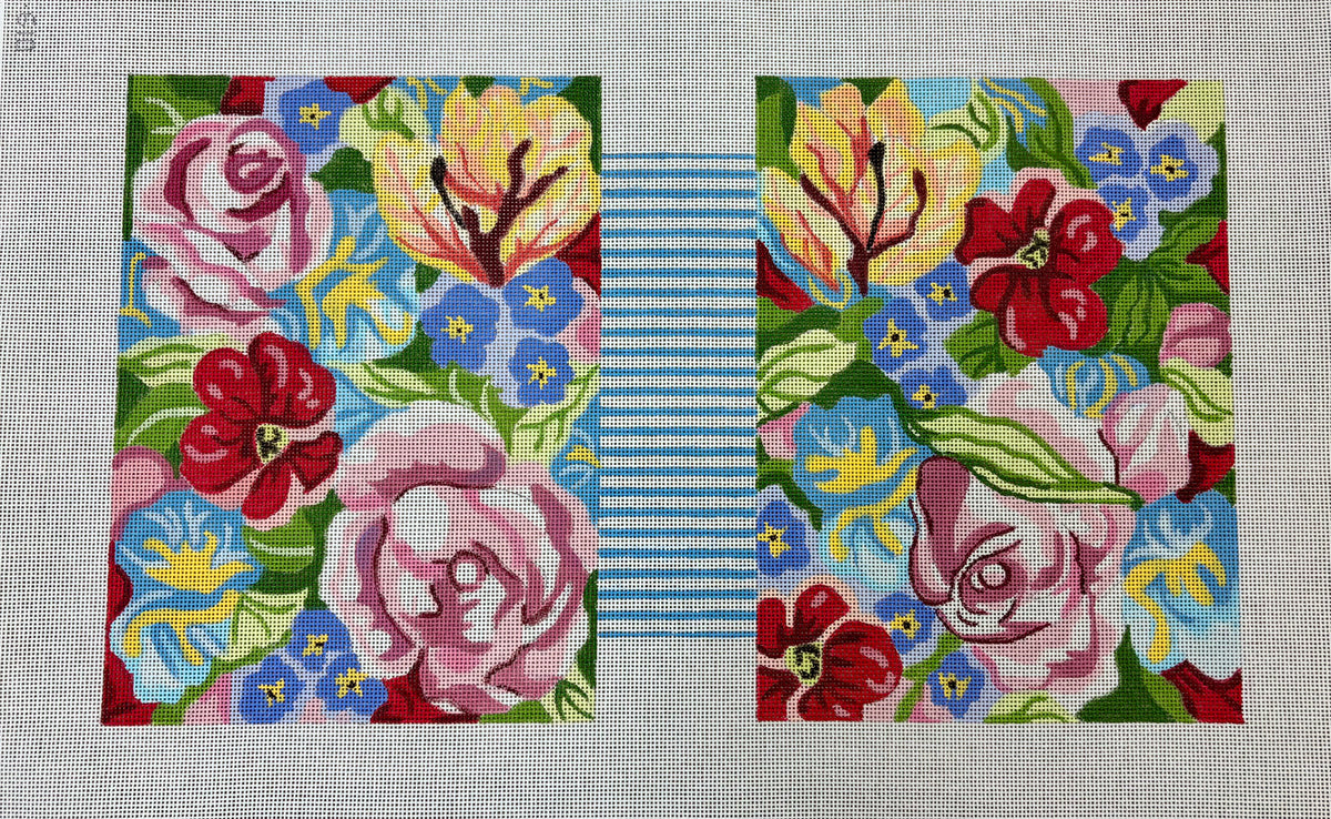 HG610 - Floral and Blue Stripes Handbag