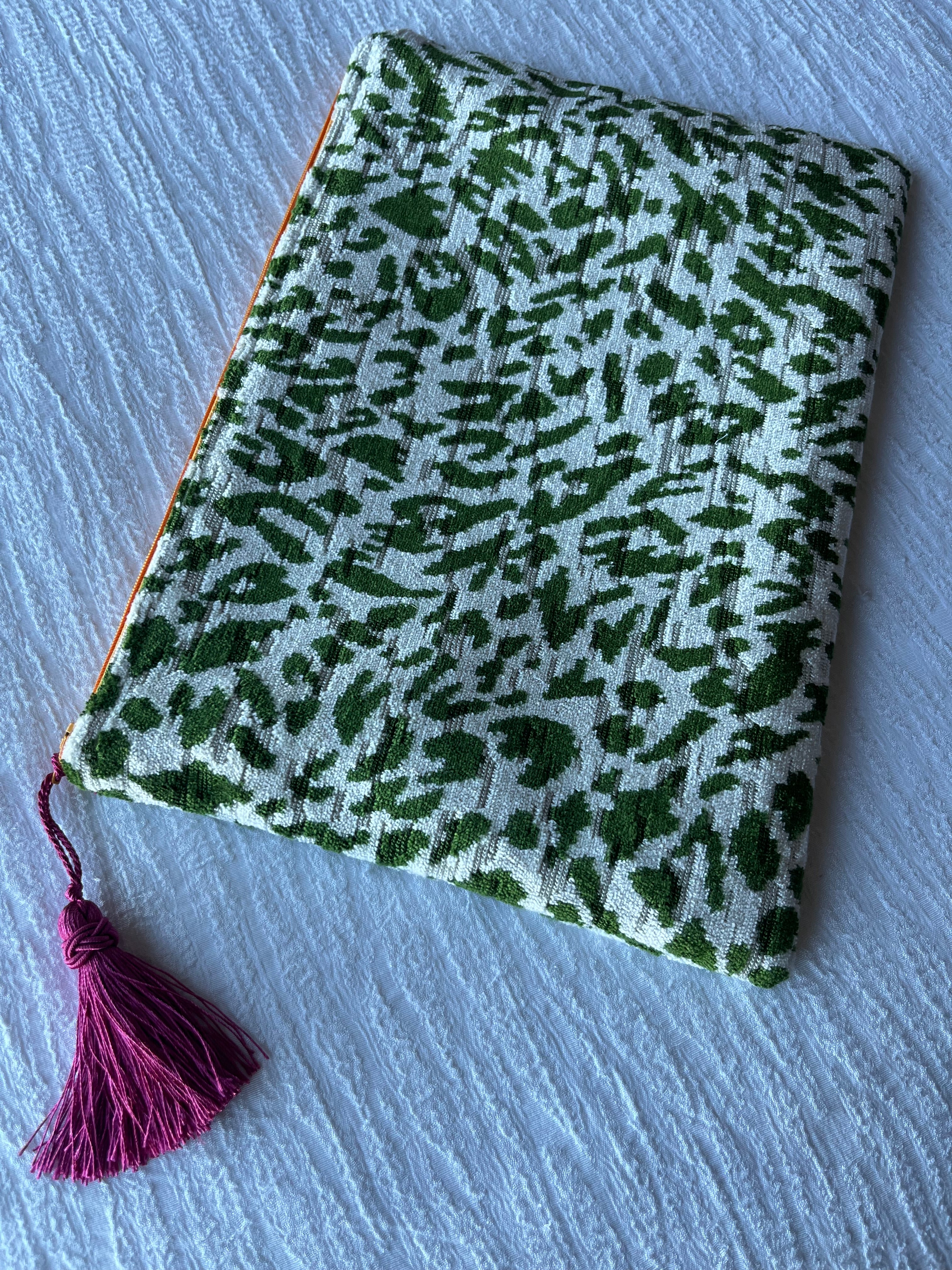 Anna Clutch Green and White Velvet - Colors of Praise