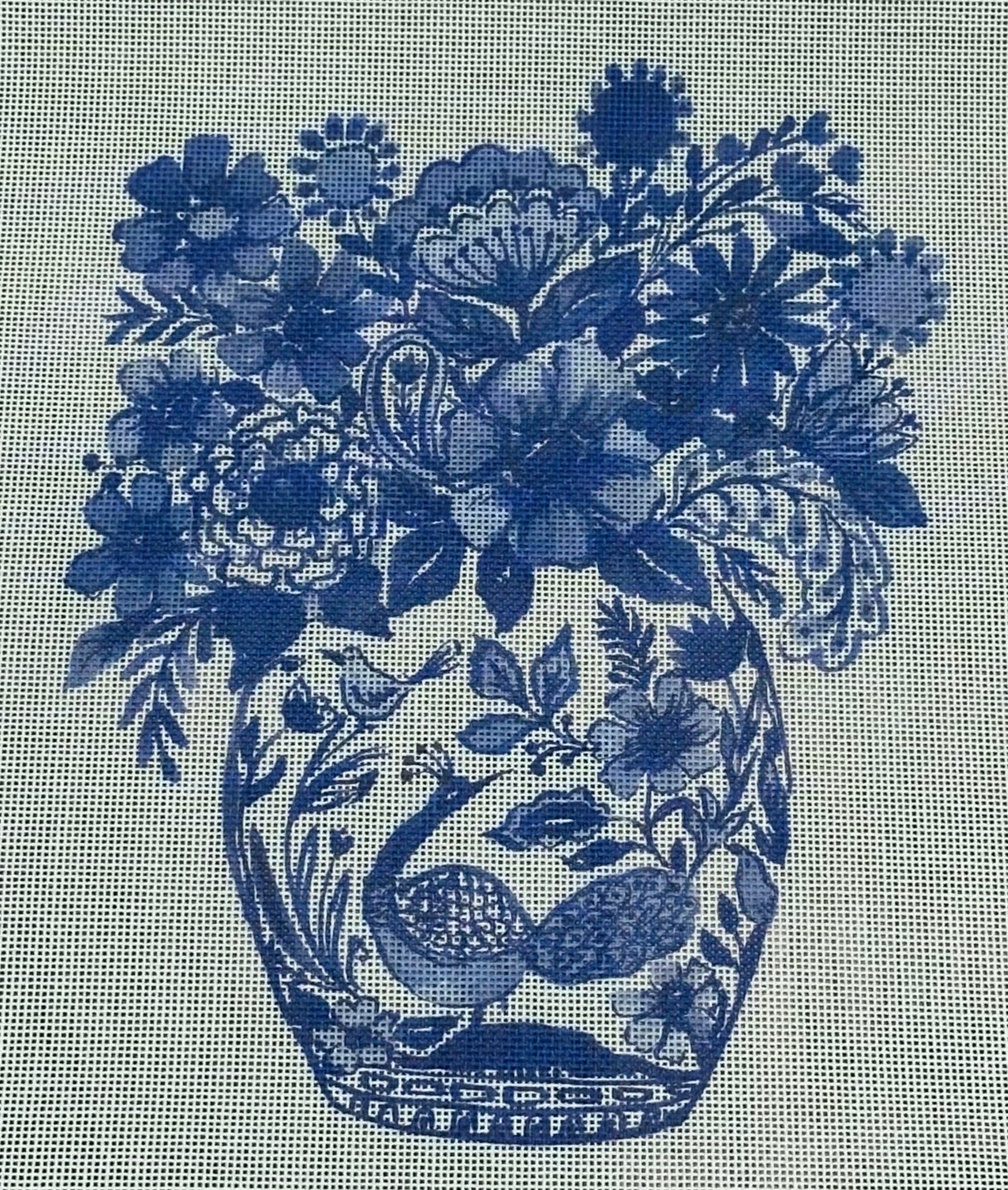 ECT871B - Blue Vase with Bunch of Flowers