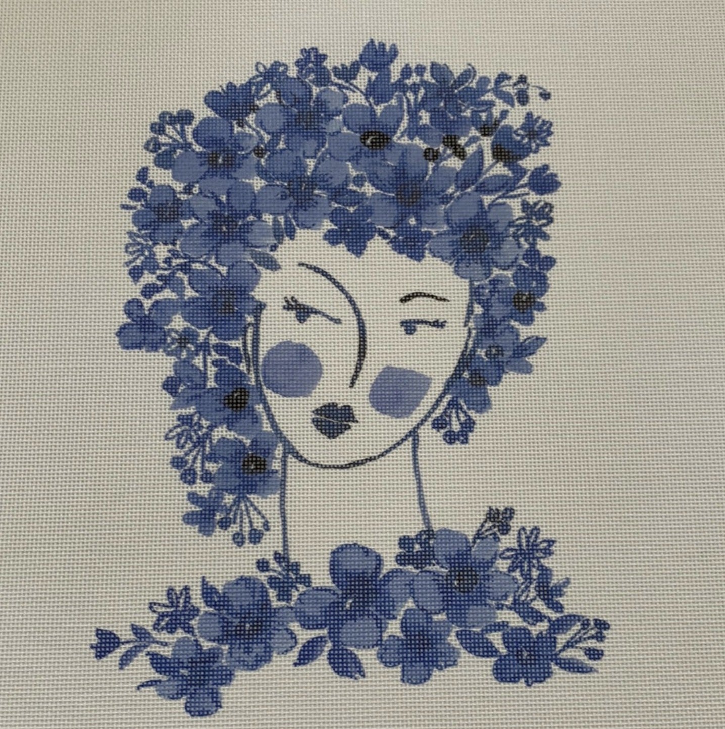 ECT882A - Head with Blue Flowers Around Neck