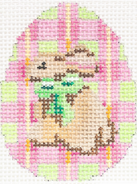 AT EG449 - Tan Bunny/Pink Plaid Mini Egg