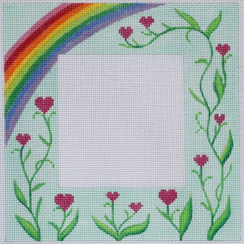 FR-12 - Rainbow with Heart Flowers - Multi on Light Blue (Retiring)