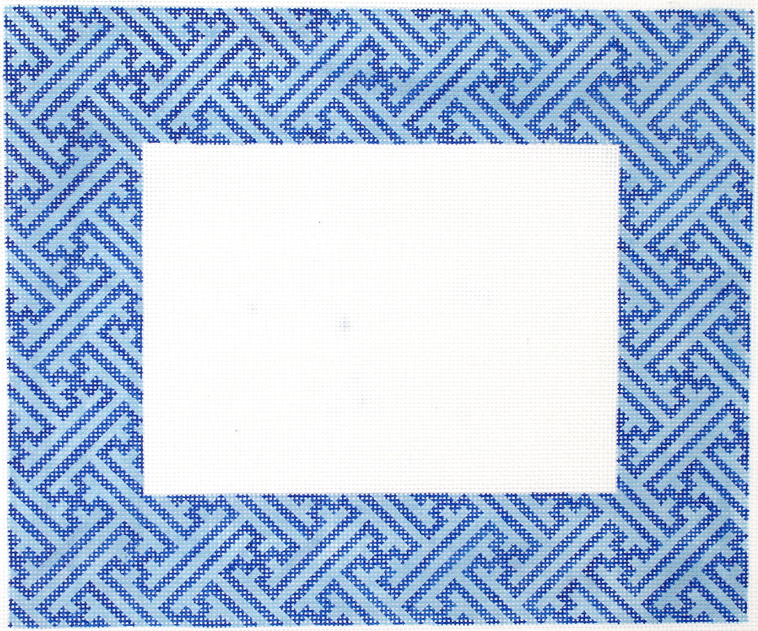 FR-72 - Chinoiserie Lattice - Navy on Cobalt with Red Letter
