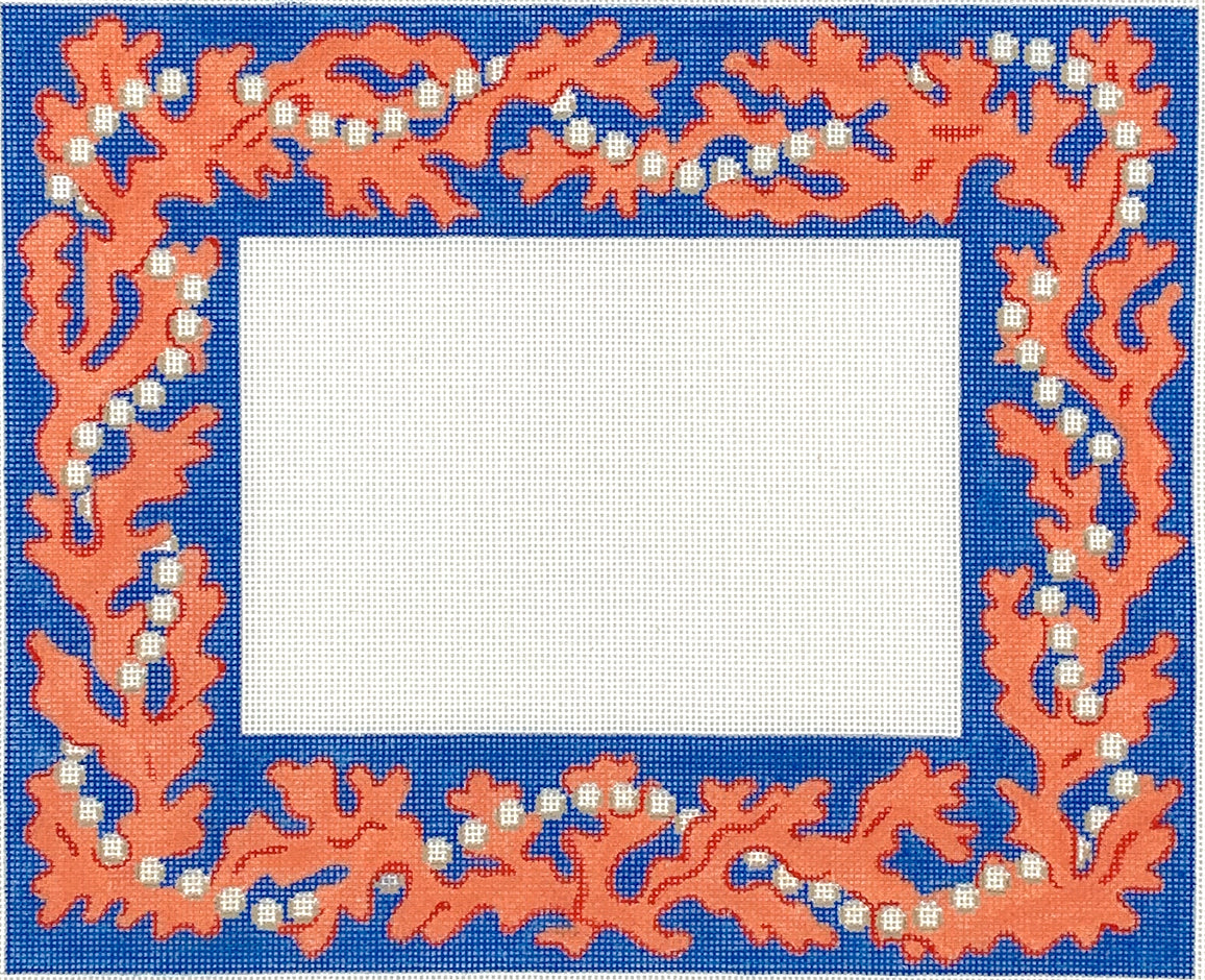 FR-74 - Bright Coral and Pearls - on Blue