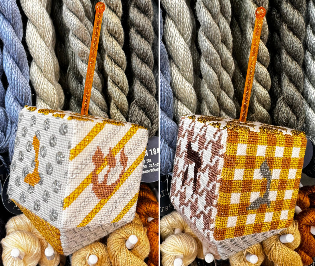 DRE-04 - Dreidel - Bright Funky Patterns - Golds and Silvers