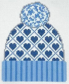 H-03 - Beanie - Hearts, Blue