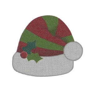 HA06B - Red and Green Striped Elf Hat