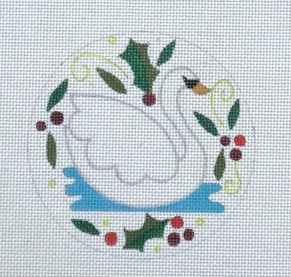 HO2208 - Swans a Swimming Round Ornament