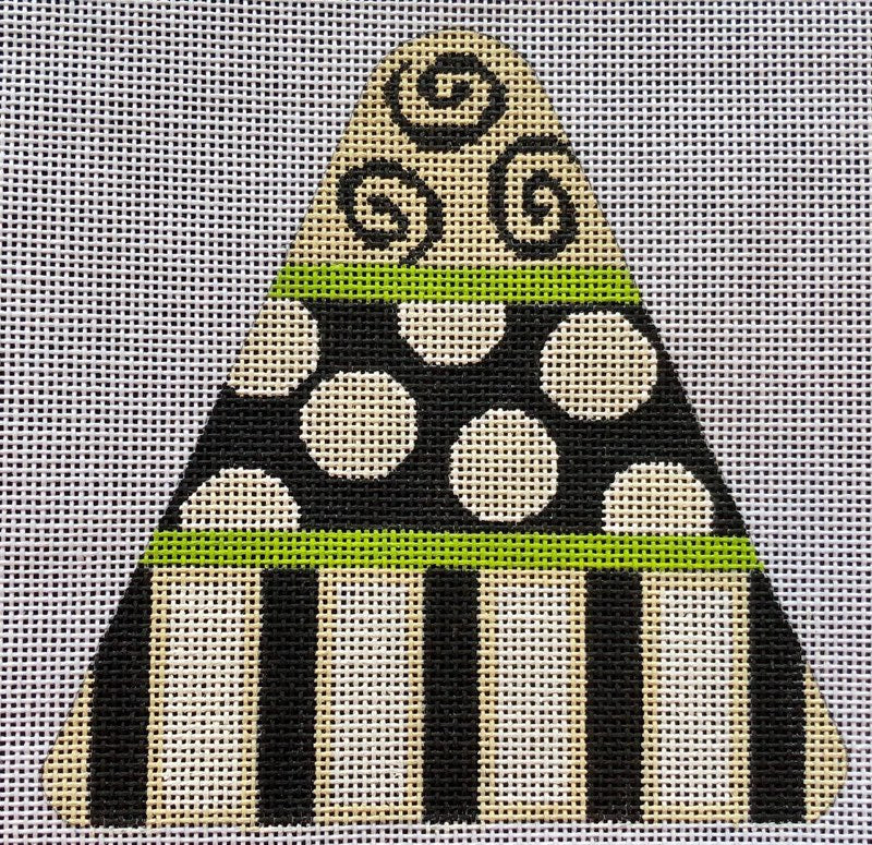 HW129-BW - Candy Corn - Dots & Stripes - Black & White