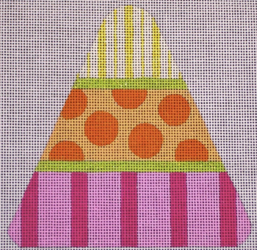 HW129C - Candy Corn - Pink Dots and Stripes