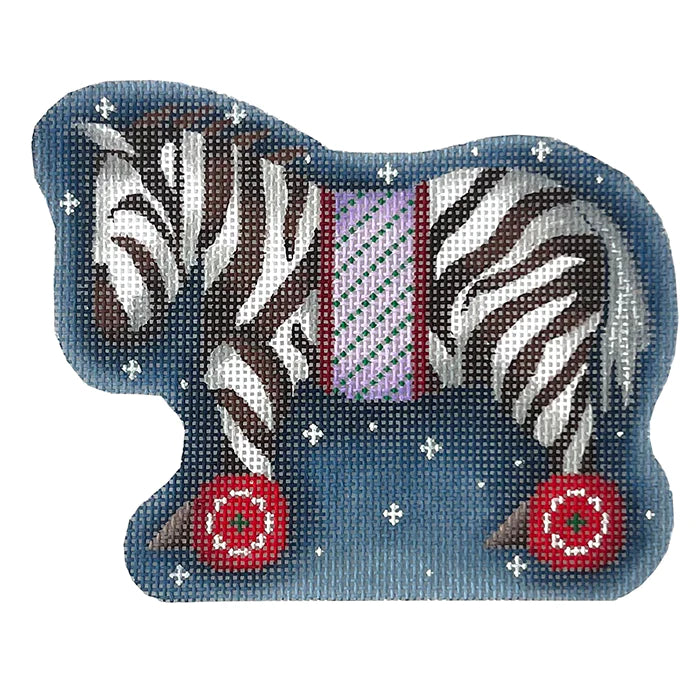AT CT2079 - Lavender Stripe Zebra on Wheels Ornament