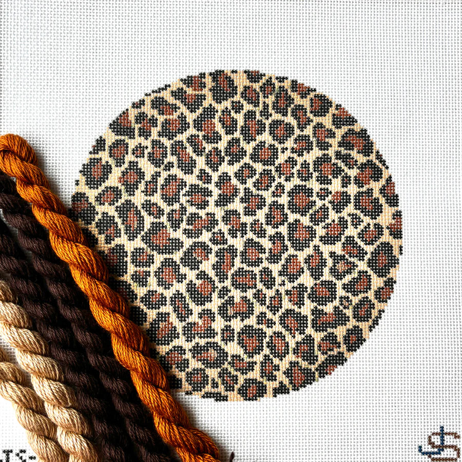 JS-236A - Leopard Pattern 8-Inch Circle Needlepoint Canvas