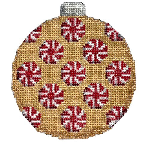 AT CT1845 - Swirl Candies on Gold Ball Ornament