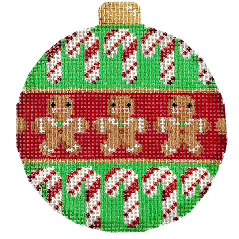 AT CT1850 - Candy Cane Gingerbread Ball Ornament