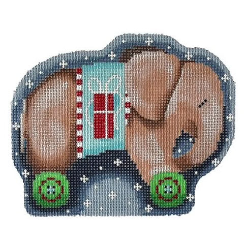AT CT2067 - Tan Elephant on Wheels Ornament
