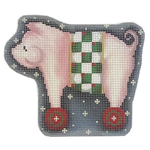 AT CT2077 - Checkered Pig on Wheels Ornament