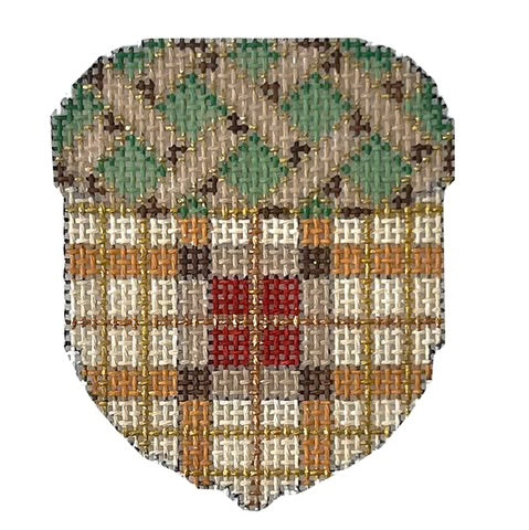 AT EM315 - Tan Woven Cap Plaid Mini Acorn