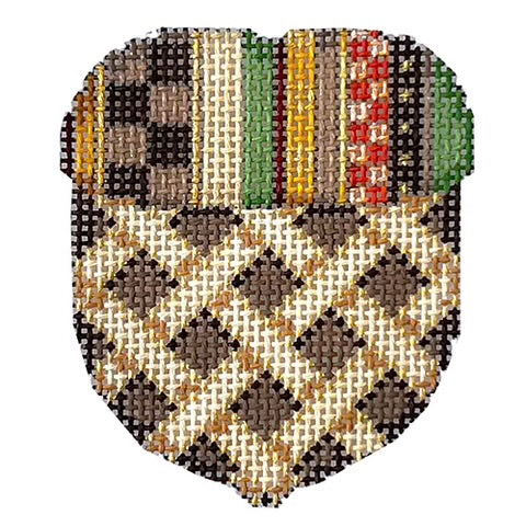 AT EM320 - Stripe Cap Tan Woven Mini Acorn