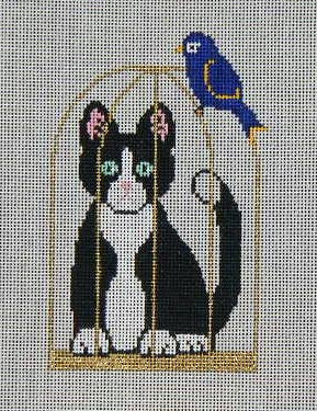 CB-26 - Cat Inside Birdcage with Bird