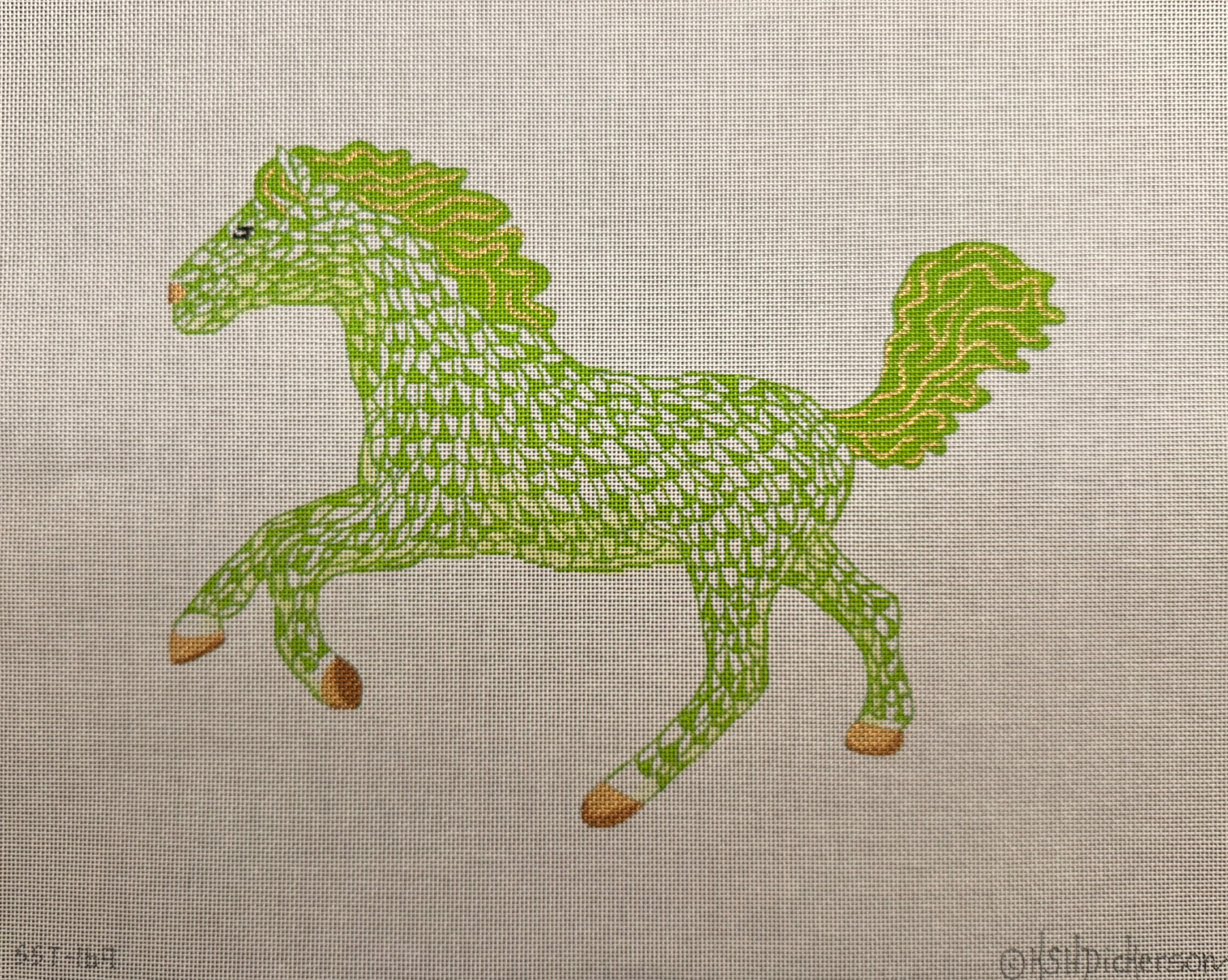 SST-169 - Fishnet Large - Running Horse - Greens and Golds