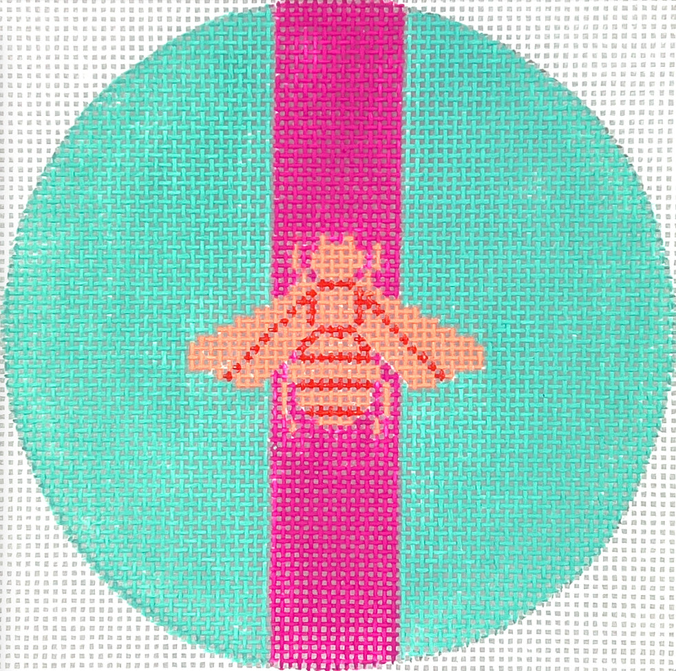 INSMC-103 - Gucci Bee on Mod Colors - Peach with Fuchsia Stripe on Turquoise