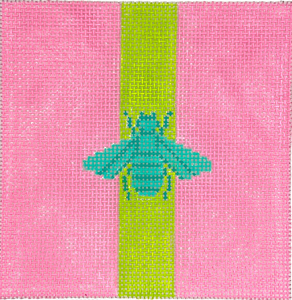 INSSQ4-65 - Gucci Bee in Mod Colors - Turquoise with Lime Strip on Hot Pink