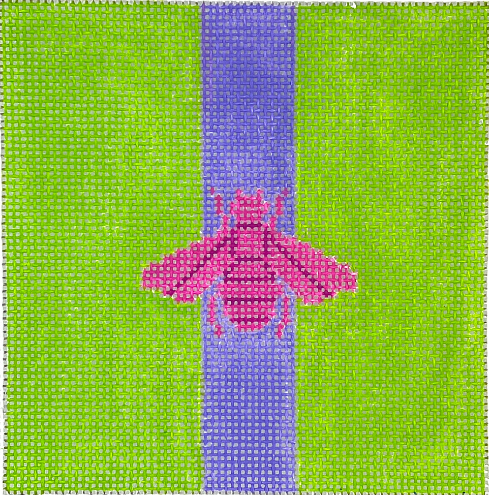 INSSQ4-66 - Gucci Bee in Mod Colors - Magenta with Purple Stripe on Lime Green