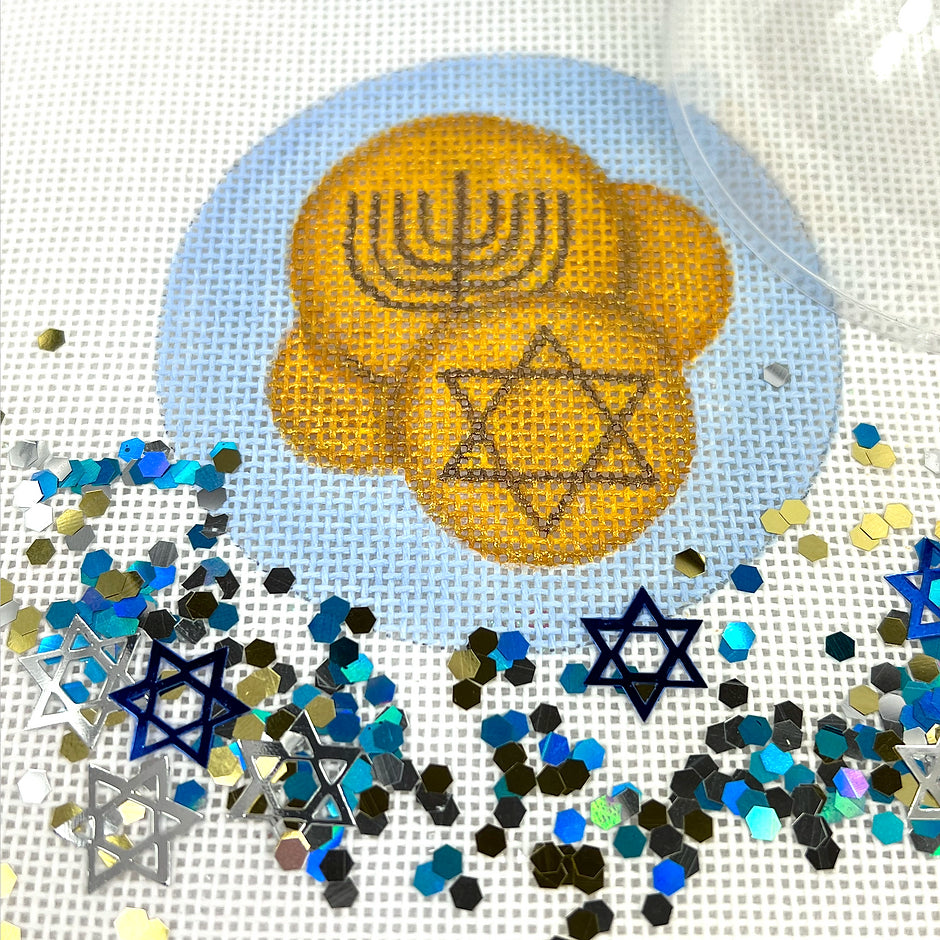 JMD-05 - Clear Dome and Confetti - Gelt on Light Blue