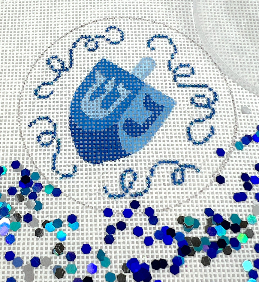 JMD-06 - Clear Dome and Confetti - Dreidel on White