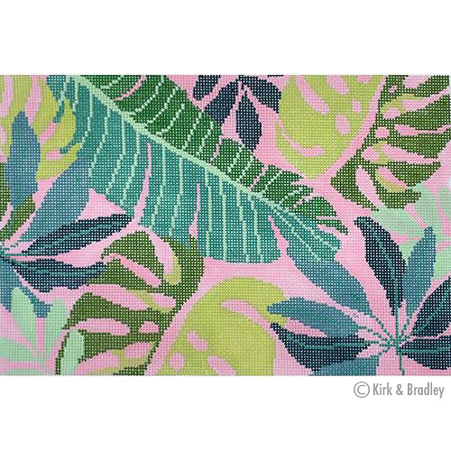 KB 1403- Tropical Leaves Clutch - Pink