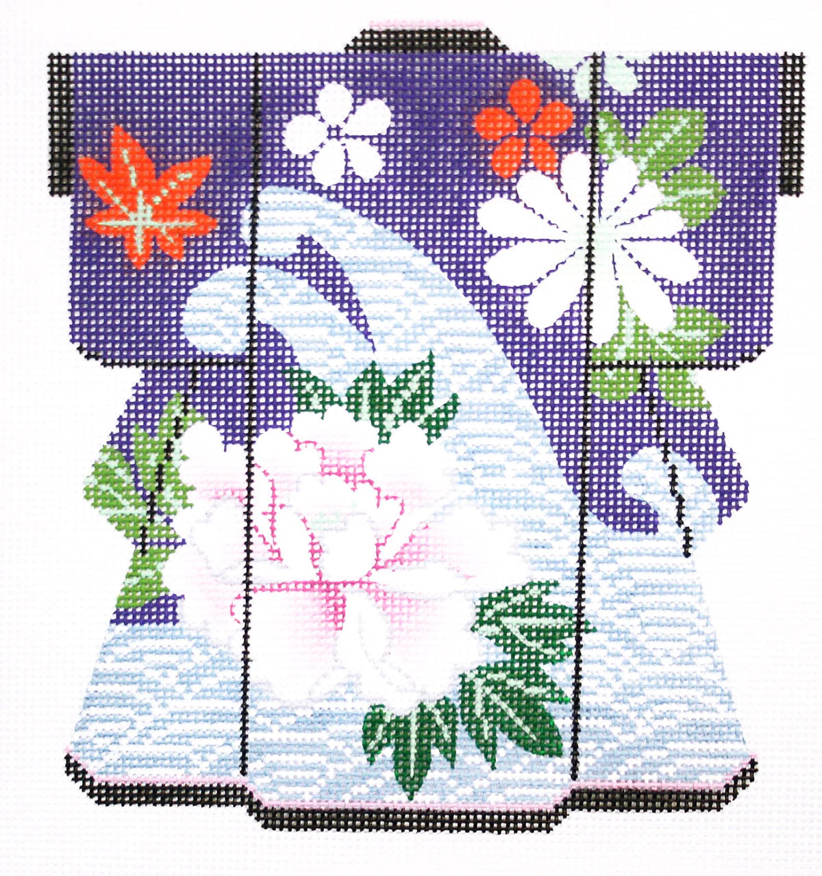 KB38 - Wave with Purple Flower Medium Kimono