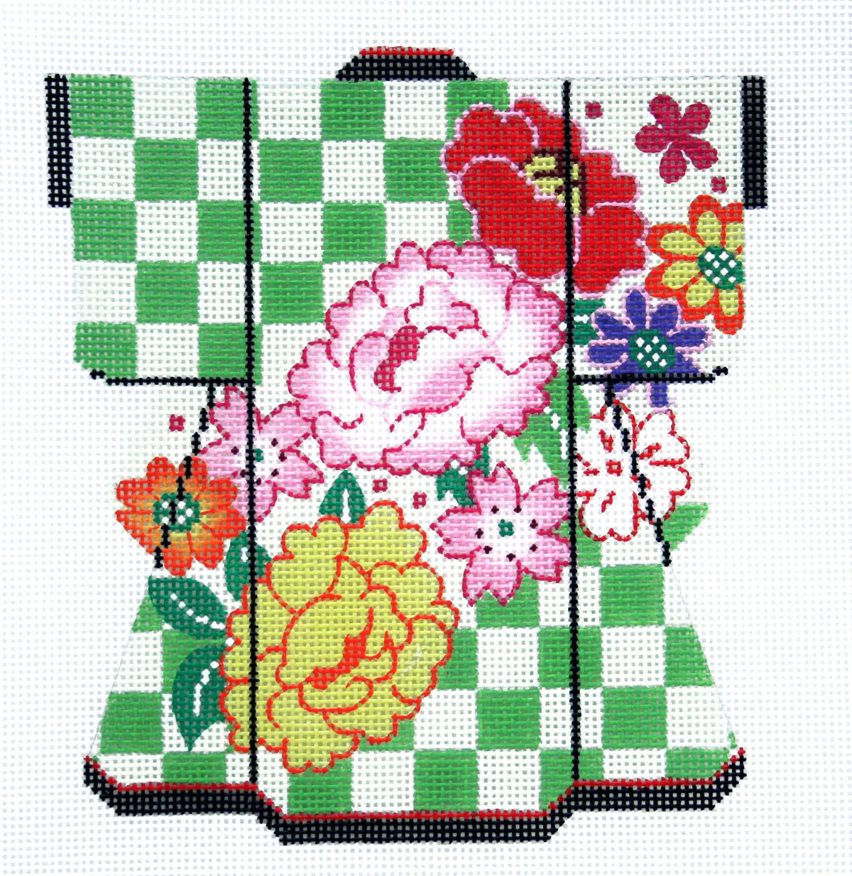 KB45 - Punch Blossoms on Green Medium Kimono