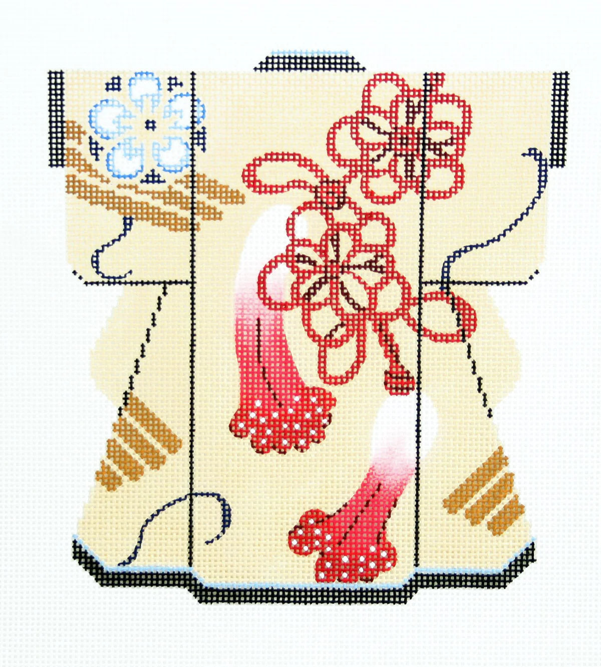 KB48 - Red and Blue Blossoms Medium Kimono