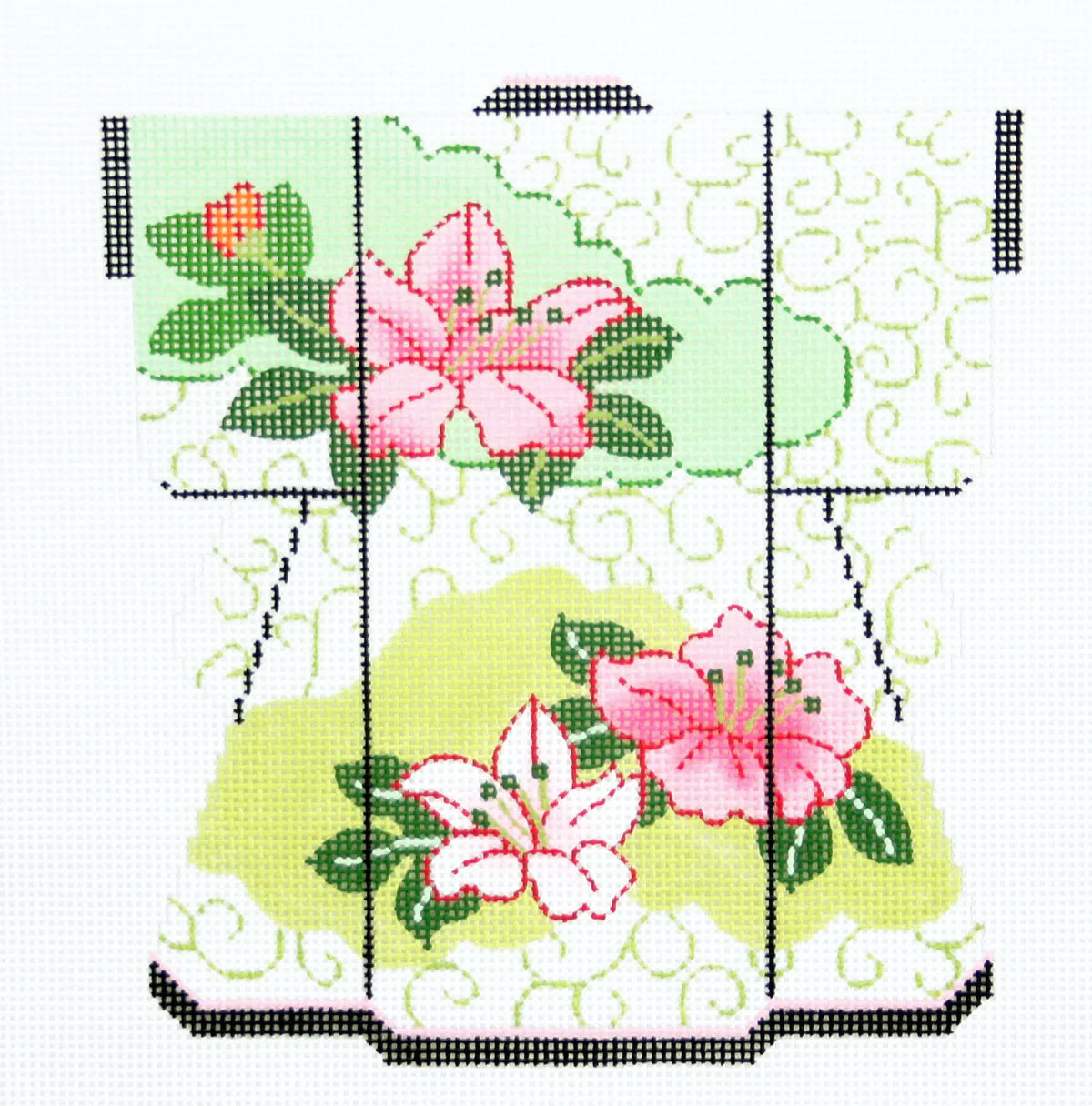 KB49 - Hibiscus and Green Swirls Medium Kimono