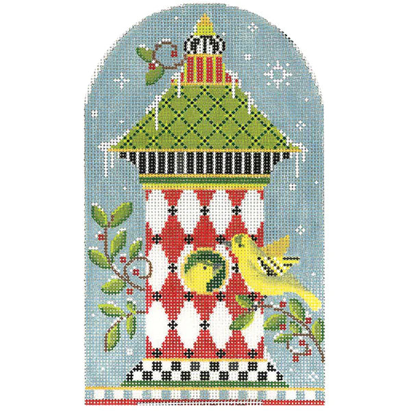 KBH12-18 - Red Harlequin Yellow Finch Birdhouse