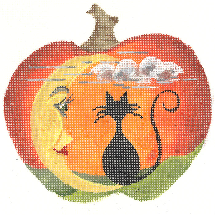 KCN1578 - Quarter Moon and Cat Silhouette Pumpkin