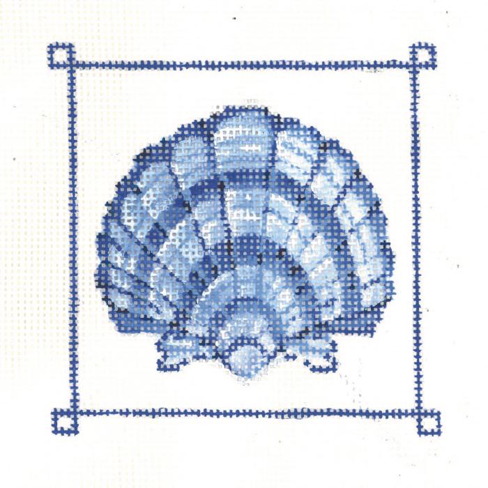 KCN954 - Blue Banded Scallop Shell