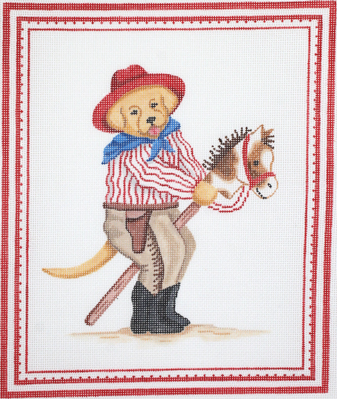 KR-PL-05 - Yellow Dog Cowboy with Hobby Horse and Red Hat (Retiring)