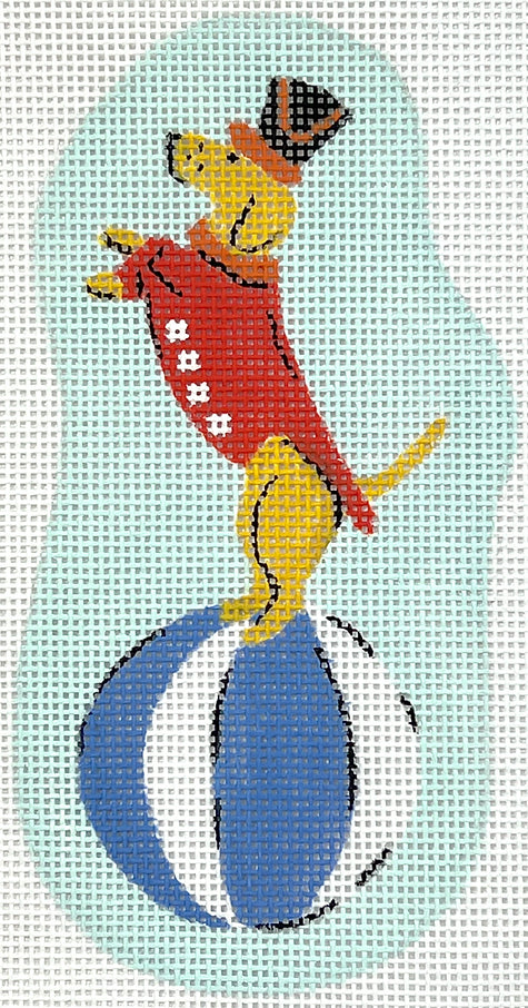KRM-OM-02 - Circus Dog - Terrier Standing on Beach Ball
