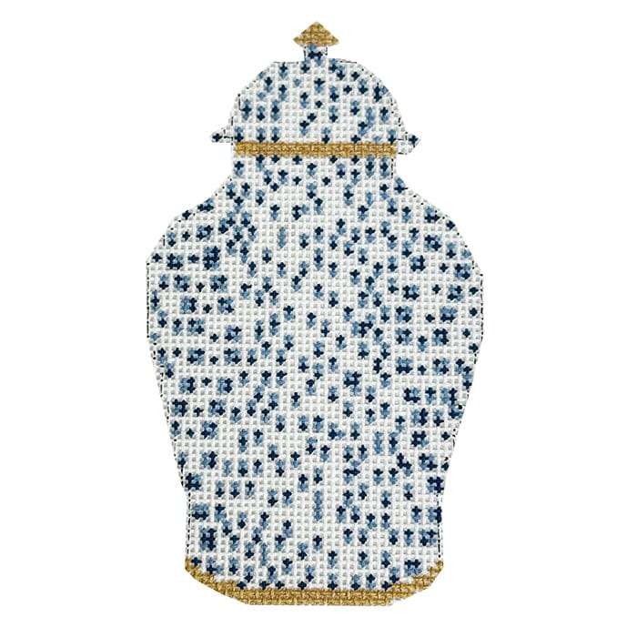 KW65-N - French Dot Ginger Jar - Navy