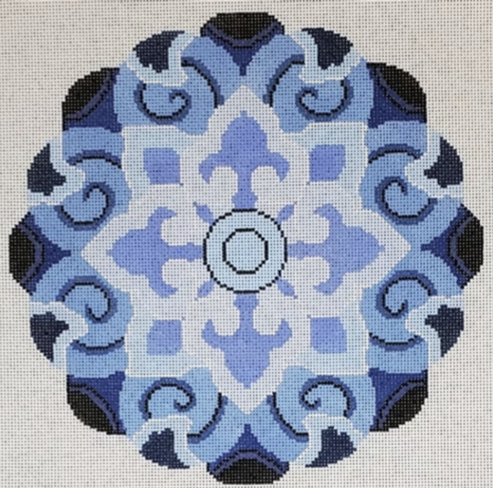 LL-PW-17B - Blue Mandala Flower Pillow