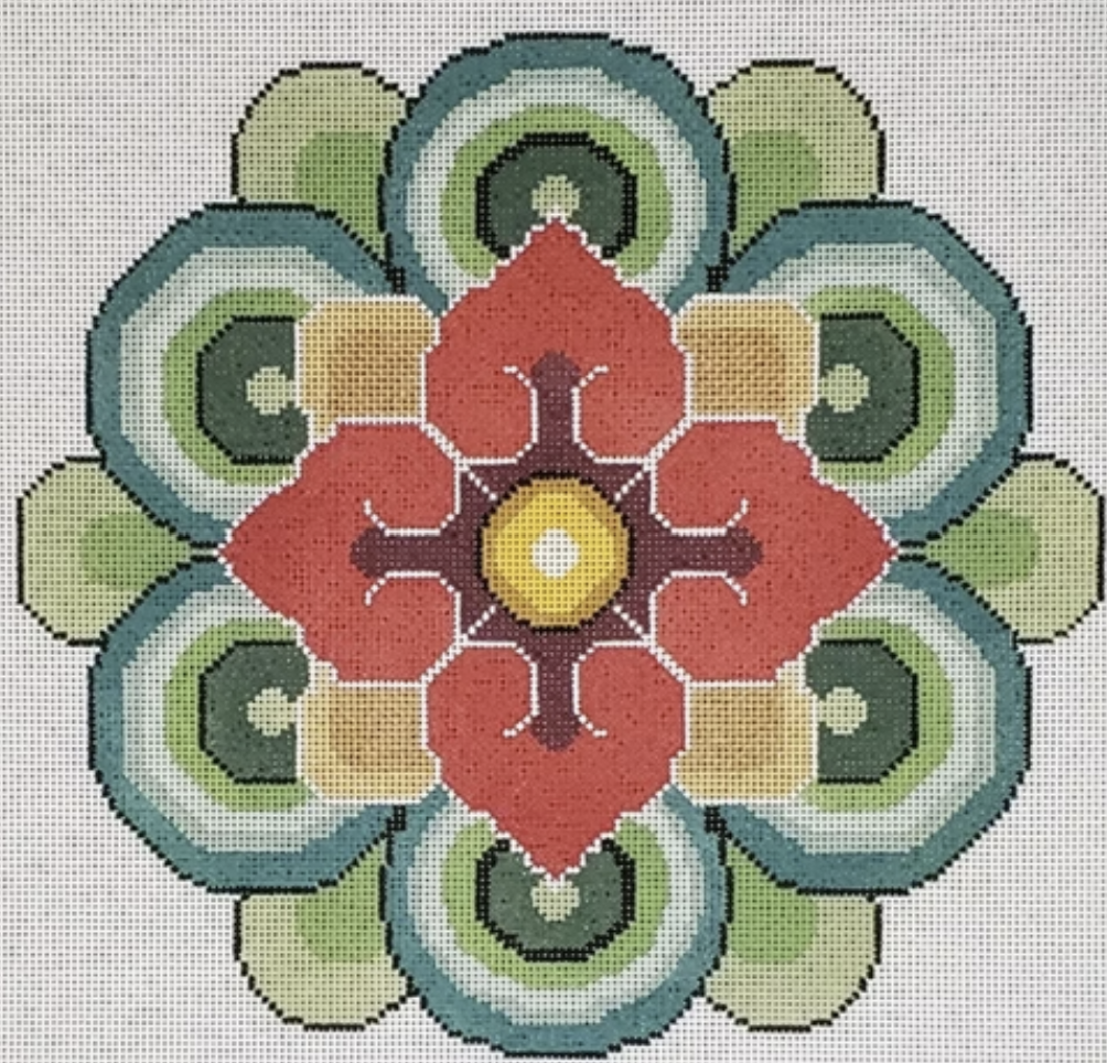 LL-PW-17A - Red/Gold Mandala Flower Pillow