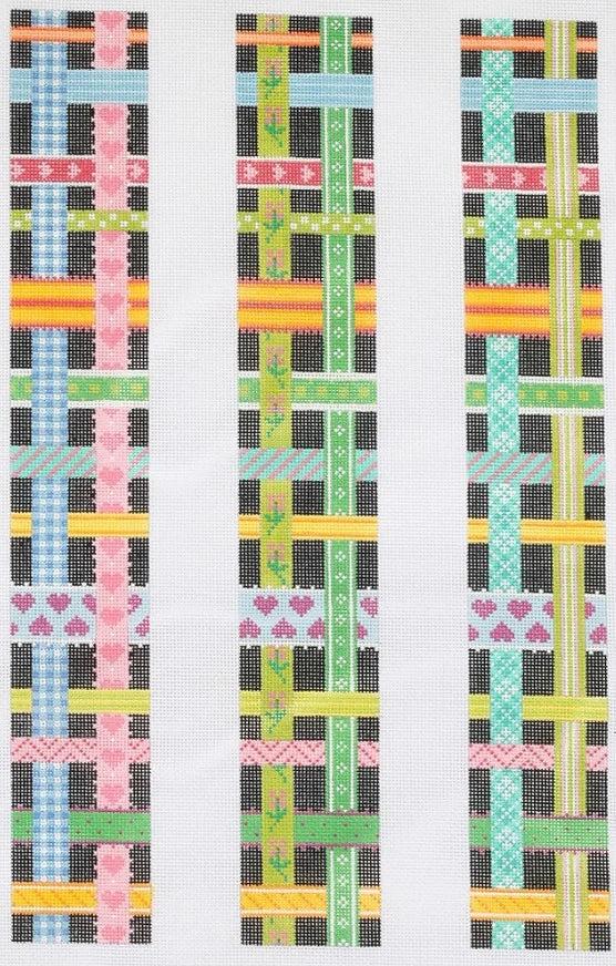LUG-02 - Luggage Straps - Woven Ribbons - Multi on Black