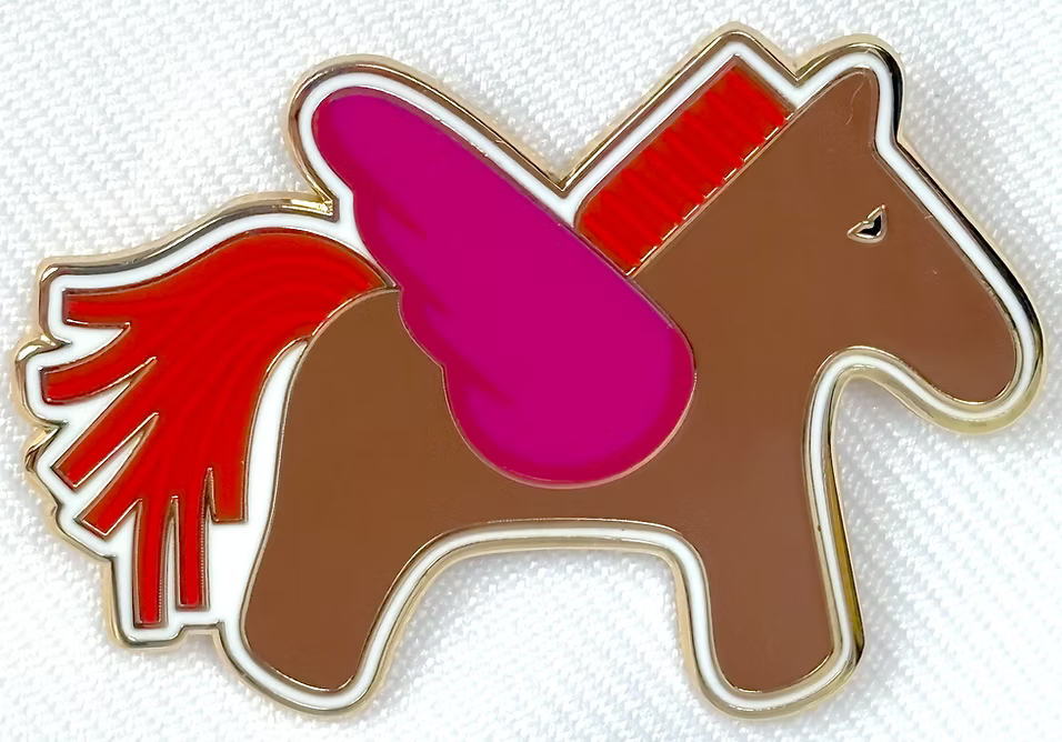 MAGE-17 - Hermes Horse Needleminder - Brown with Orange and Magenta