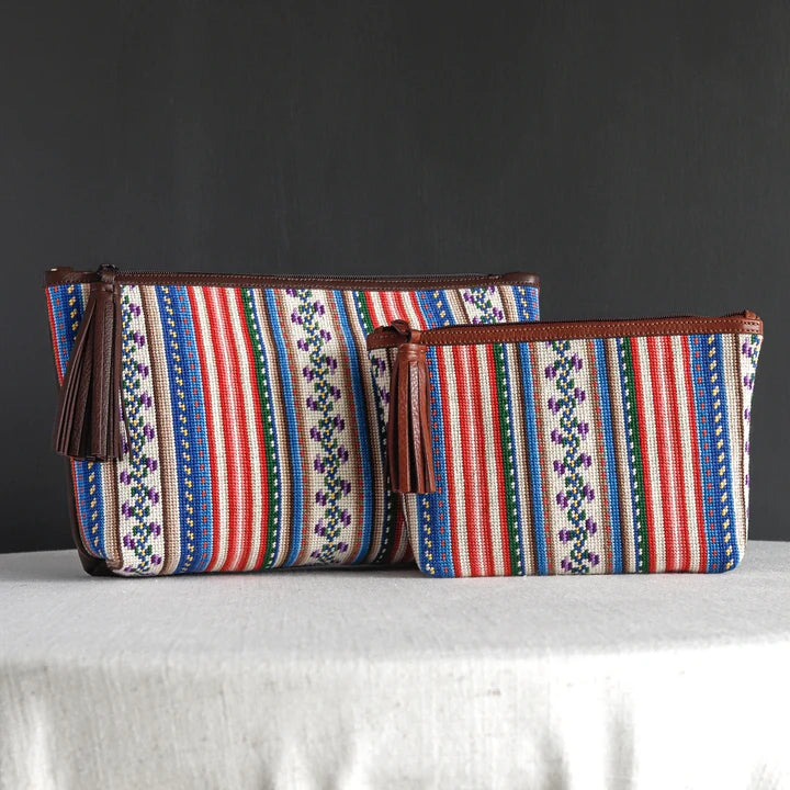 JS-112A - French Stripe Gusset Zipper Bag Canvas