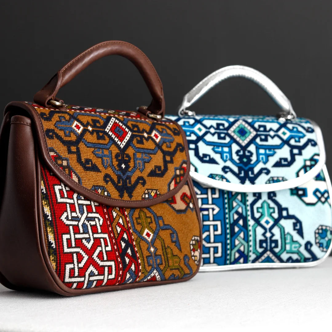 JS-227A - Feather Wave Purse and Flap Canvases Red, Blue, Brown (2 parts)