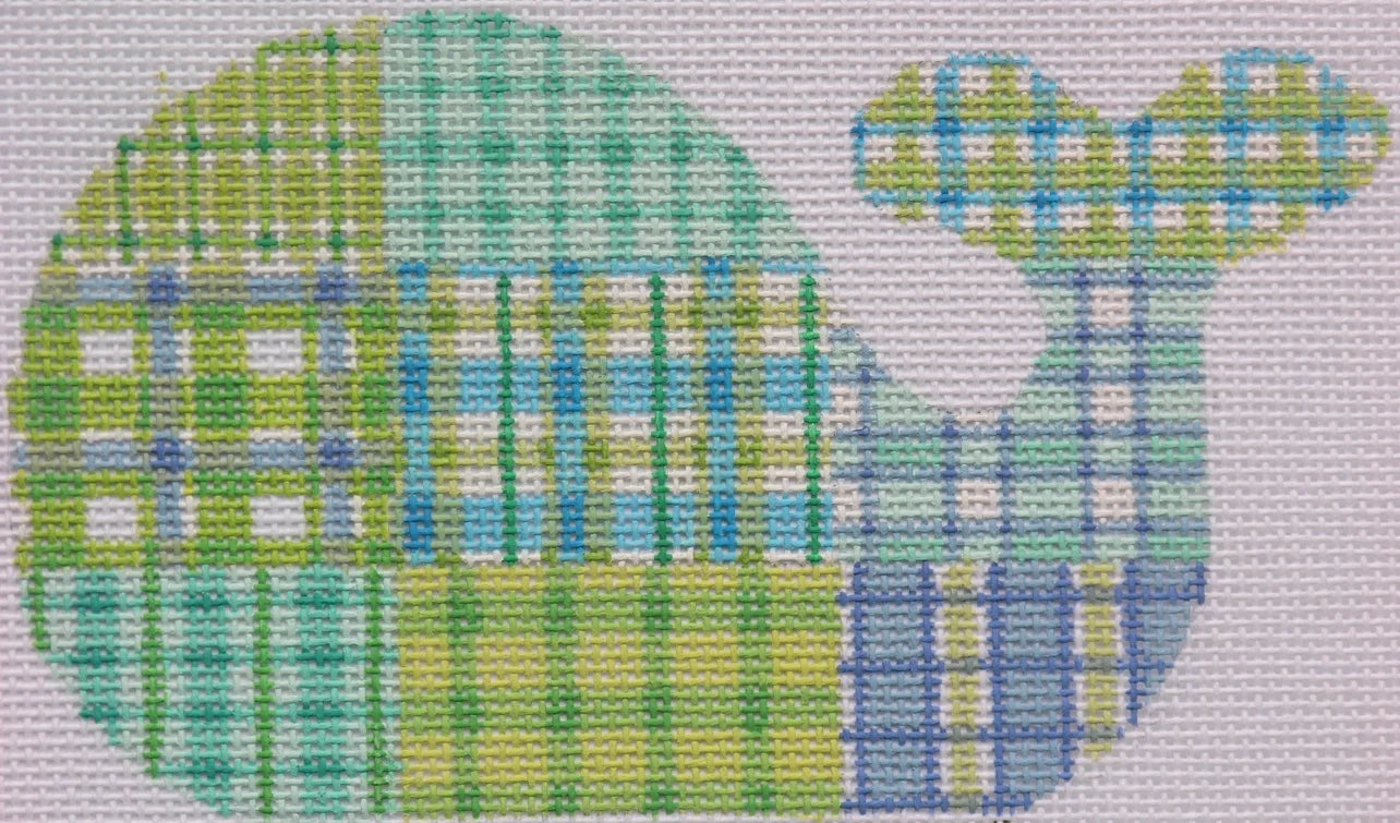 OM-01 - Mini Whale - Madras Patchwork - Blues and Greens