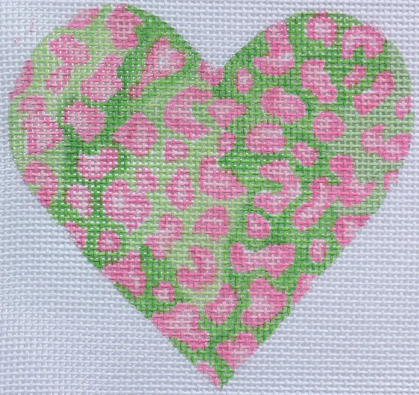 OM-12 - Mini Heart - Mottled Cheetah - Pinks and Greens