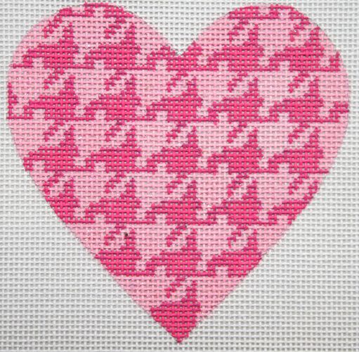 OM-17 - Mini Heart - Houndstooth - Sparkly Pink on Pink