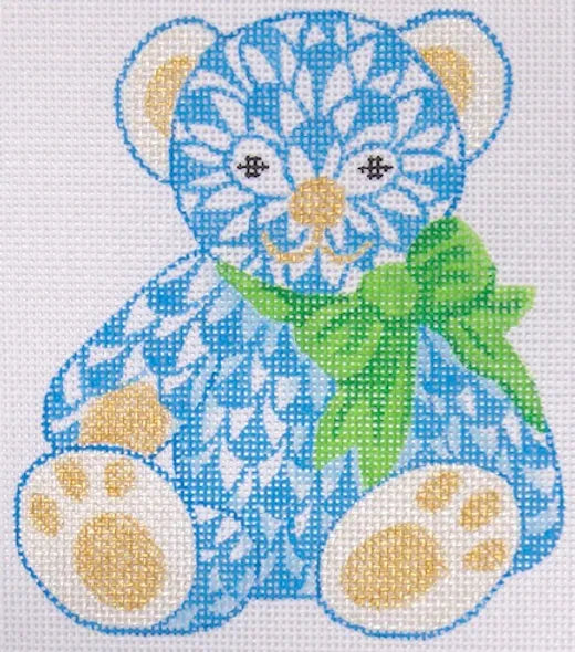 OM-183 - Mini Herend-style Teddy Bear - Blues